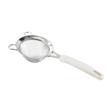 3.1in White Handle Stainless Steel Double Layer Flour Sieve, 30-Mesh Handheld Mesh Filter for Baking Cake Cookie Kitchen Prep