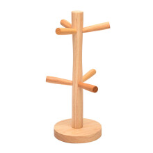 Wooden Mug Holder Tree 6 Hooks Heavy Duty Multifunctional Tea Coffee Cup Organizer Hanger Stand Storage Drain Rack Home Supplies