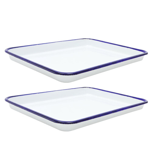 2-Pack Retro Enamel Baking Trays Multi-Functional Oven Pans Non-Stick Bakeware Set 2