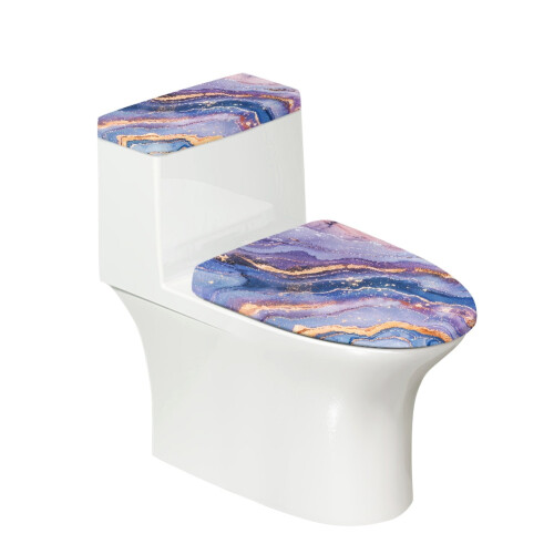 Ensemble de housse de siège de toilette à effet marbre, bord élastique en forme de U