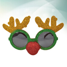 Child Christmas Glasses Frame Glitter Reindeer Antlers Red Nose Party Photp Props Xmas Supplies Ornament