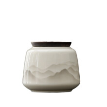 Ceramic Small Tea Canister With Sealed Lid Household Kitchen Storage Jar For Coffee Sugar, Nuts, Herb, Spice