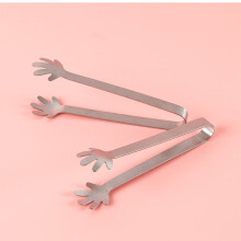 Cute Mini Stainless Steel Snack Tongs - Non-Slip Food Clips for Chips, Ice, and Sugar Cubes