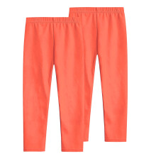 Cute Stretch Athletic Leggings for Toddler Girls, High-Waisted, Ankle-Length, Soft & Breathable – 2PC Orange Set, Size 5 Years