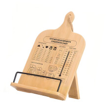 Wooden Recipe Stands with Constructed in Conversion Chart for Dry Liquid Measurements and Oven Temperatures Kitchen Essential