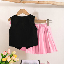 Mädchen Rosa 2-teiliges Retro-Set mit Weste und Faltenrock Größe