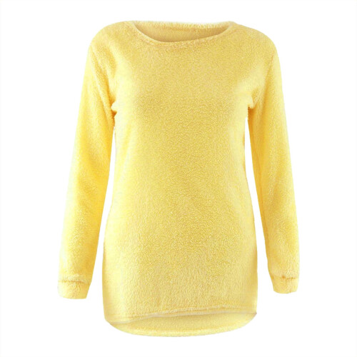 Women's Cable Knit Crew Neck Sweater Yellow 1