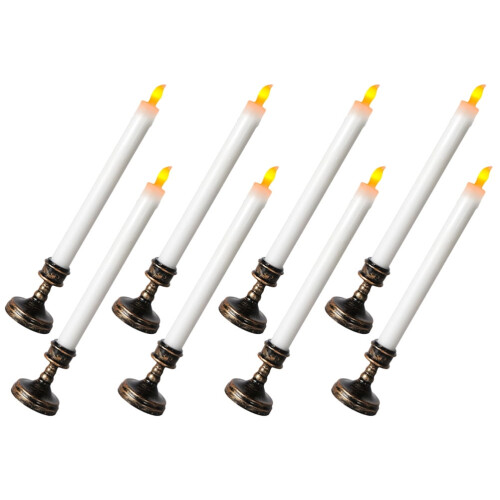 LED Flameless Candles White ABS 8 pcs