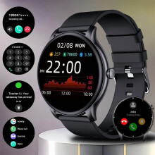 Montre connectée pour seniors avec écran rond à gros caractères