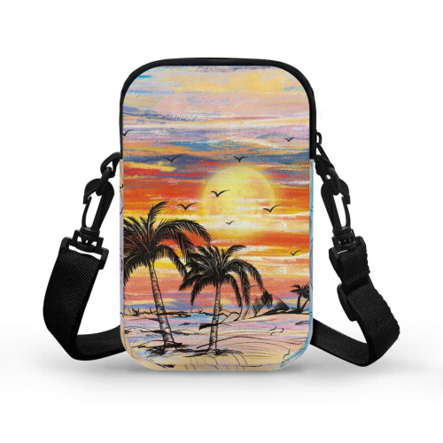 Τσάντα Crossbody για Παραλία με Τροπικό Ηλιοβασίλεμα και 2 Φερμουάρ 1