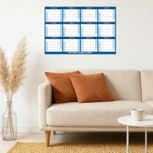 32"x48" 2026 Blue Wet & Dry Erase Wall Calendar, Laminated, Reversible, Horizontal/Vertical, with Julian Dates