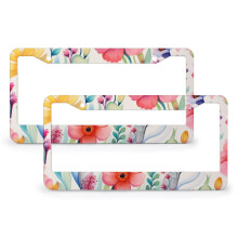 Watercolor Floral Teapot License Plate Cover 2 Pack
