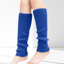 Women's Dark Blue Ribbed Knit Leg Warmers, Stackable Boot Cuffs for Yoga, Ballet & Workout – Compatible with Fall/Winter