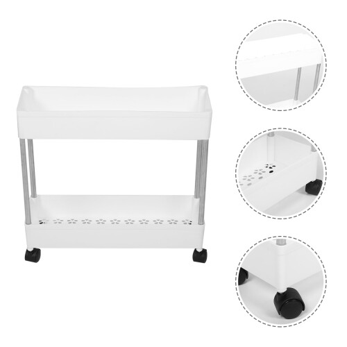 Rolling Utility Cart with 2 Tiers for Kitchen and Bath Storage 2