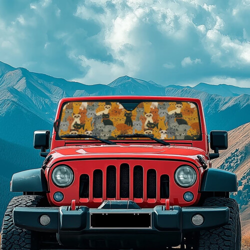 Kitten Cat Windshield Sun Shade for Jeep Wrangler JK TJ 2