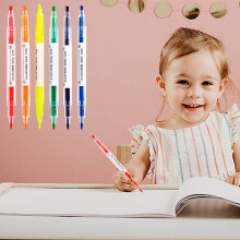 Fluorescent Double-Headed Highlighters, 3ml Candy Colors, Fast-Drying & Smudge-Free, Soft Ink for Students, Teachers, Office – Compatible with All