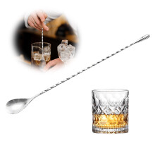 Tableware Spiral Bar Spoon for Coffee Tea - Long Handle Mixing Spoon for Home Bar, Stainless Steel Versatile Stirring Tool for Drinks Silver