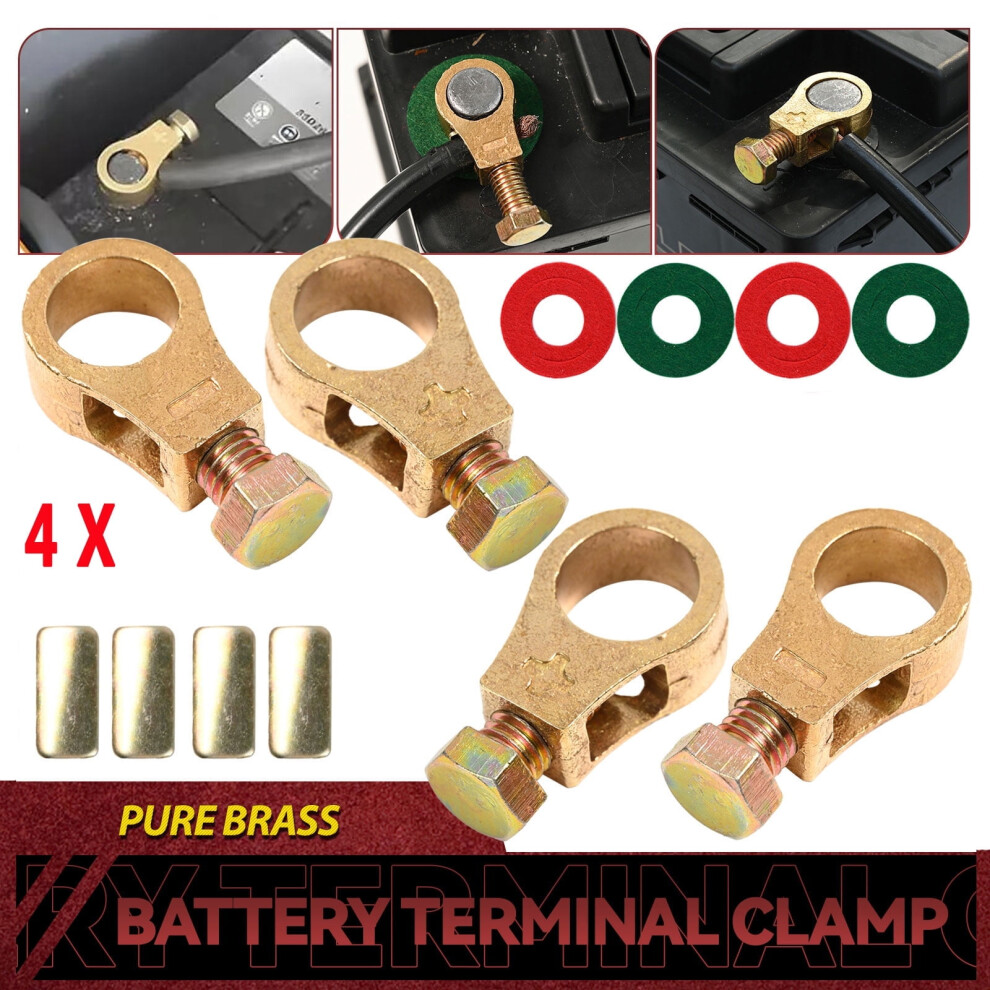 4Pcs Cable Clamp Battery Connection Clip Car Pure Copper Terminal Wire Washers 9065194445564