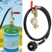 Propane Refill Adapter Hose for 1 lb Tanks, Flexible Extension with Gauge – Compatible with BBQ, Camping, Picnic & Outdoor Cooking