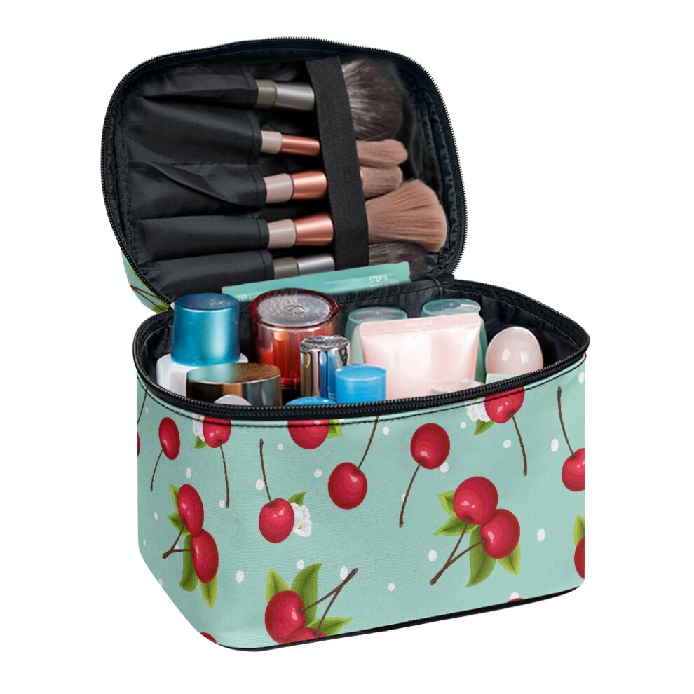 Cherry polyester makeup organizer travel case large