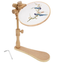 Adjustable Beech Wood Embroidery Hoops Stand, Rotary Cross Stitch Holder Compatible with All Hoops