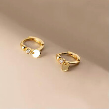 925 Sterling Silver CZ Huggie Hoop Earrings A4043-Gold