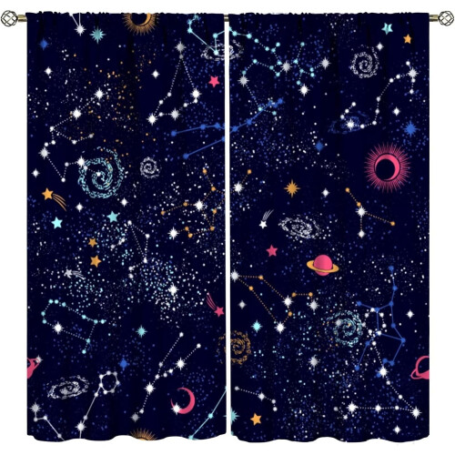 Παιδικές Κουρτίνες Galaxy – Έναστρος Ουρανός, Σχεδιασμός Διαστήματος & Πλανήτη, Σετ