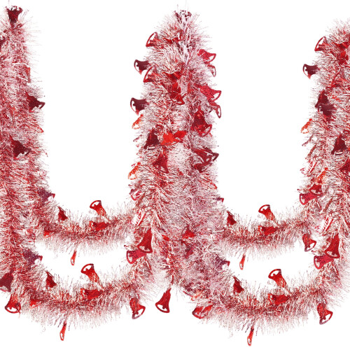 Tinsel Garland Silver Red 10ft 5-Pack 2