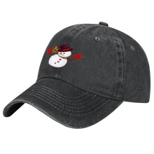 Unisex Retro Washed Christmas Hat – Snowman Design, Adjustable Baseball Cap, Compatible with Holiday Celebrations