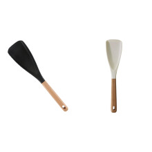 2 PCS Multi Function Cooking Spoon Silicone 2-in-1 Spatula Spoon Set For Fast Meal Prep Nonstick Safe With Wood Handle Kitchen Gadgets Gift