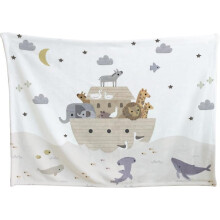 Noah's Ark Kids Blanket, 40x50" Multi-Color Animal Boat Design Flannel Fleece Throw – Soft, Lightweight, All-Season