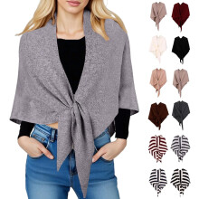 Xale elegante com alça, poncho de tricô macio para mulheres, peça versátil para uso no escritório, à noite e no dia a dia.