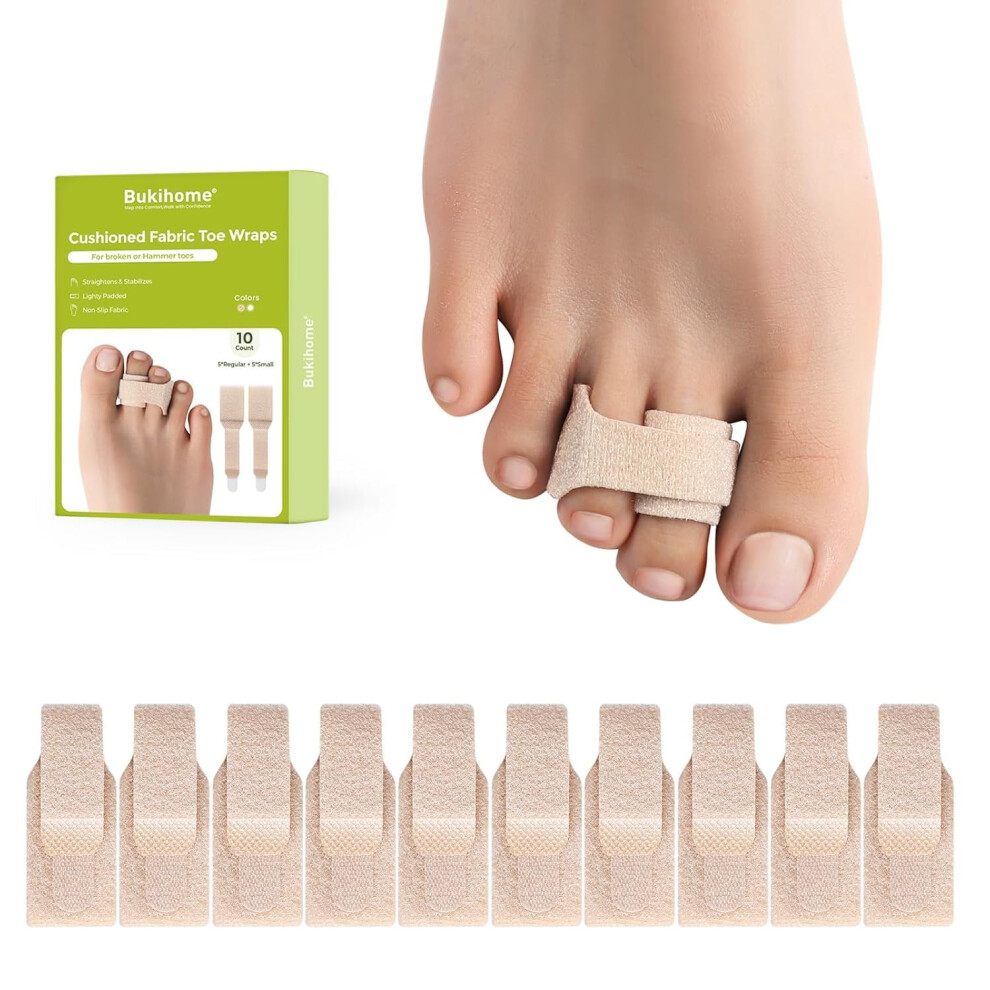 Beige Hammertoe Corrector 10-Pack Â Toe Straighteners & Splints For Bent, Curled, Claw, Hammer Toes Â Large Compatible With Men & Women