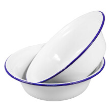 Bols mélangeurs vintage en émail - Lot de 2 grands bols à soupe/céréales/salade de fruits/riz