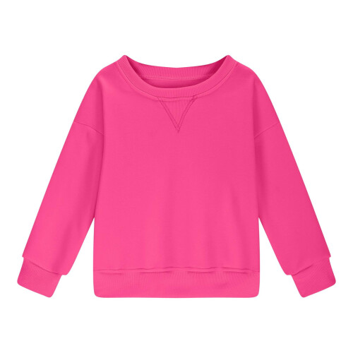 Pull à manches longues pour filles, col rond, coupe ample et décontractée, idéal au quotidien. 2