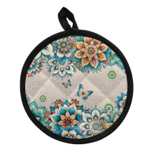 Lot de 2 dessous de plat Boho Mandala (20 x 20 cm), motif papillon – Accessoires de cuisine et de pâtisserie réutilisables