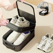 Portable Travel Shoe Bag – Holds 3 Pairs, Dustproof & Breathable, Ergonomic Handle, Gray/Black, Lightweight | Compatible with All Shoes