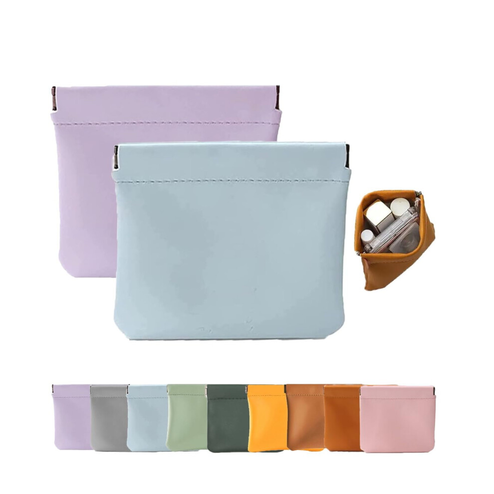 Leather Organizer Pouch with Snap Closure 4.7x4.7 in