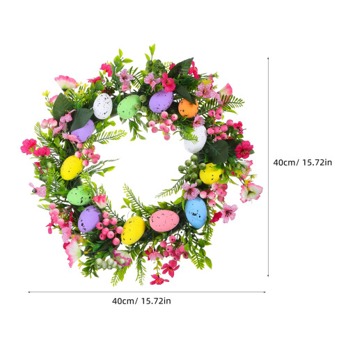 Fargerike egg og blomster dørkrans lammeører girlander påskehare 1