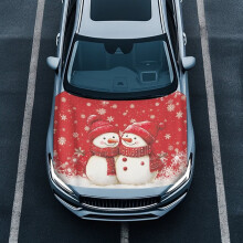 Car Hood Cover Waterproof Snowman Print Polyester Stretch