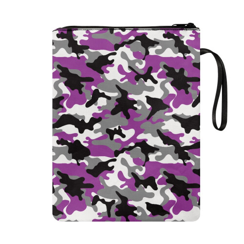 Bogomslag med lynlås, 300D polyester, lilla camouflage 1