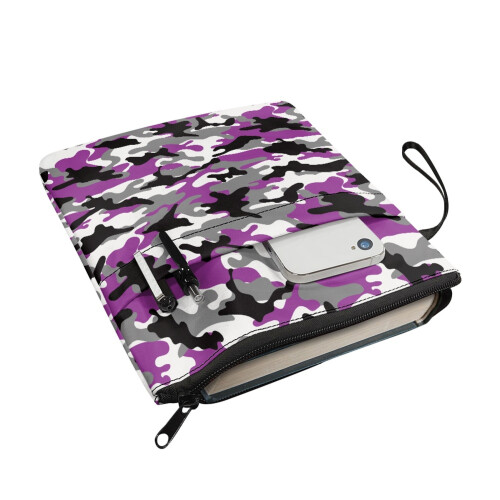 Bogomslag med lynlås, 300D polyester, lilla camouflage 2