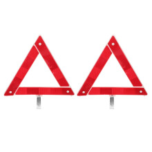 Road Emergency Kit with 2 Red Reflective Triangle Warning Signs for Vehicle Safety and Roadside Assistance