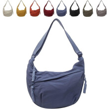 Dámska módna jednofarebná nylonová crossbody kabelka, nylonová polmesiacová kabelka, volná knedličková kabelka cez rameno
