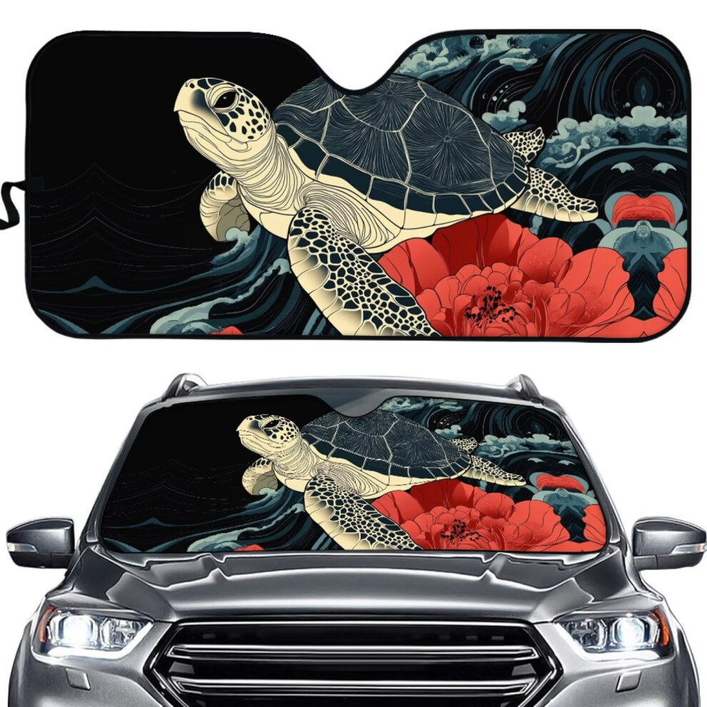 Tropical Turtle Hibiscus Auto Sunshades For Women Â Washable, Uv-Blocking, Universal Fit For Sedans 9122141073291