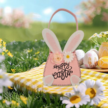 Happy Easter BunnyBags Cute Rabbit Ear Easter BasketsTote Gifts Bags Eggs Carry Bucket Exquisite BunnyBags Egg Flower Bag Party Decorations
