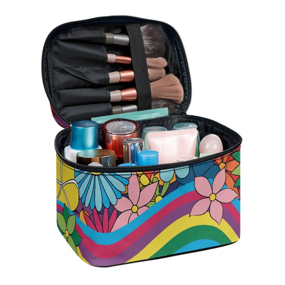 Cosmetic & Toiletry Organizer Makeup Brush Bags Large Capacity Handheld Rainbow Floral Prints