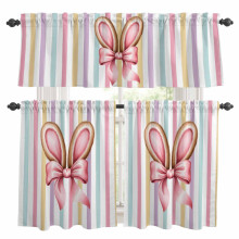 Easter Kitchen Curtains and Valances Set Pink Bowknot