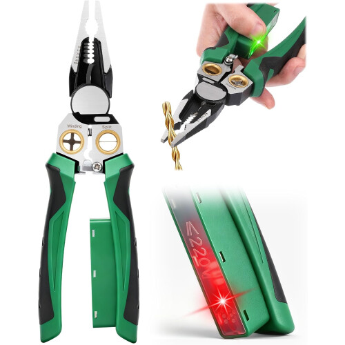 8-in-1 Wire Stripper with Voltage Tester, Heavy Duty for 10-18 AWG, Multi-Function Electrical Tool