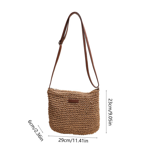 Ψάθινη τσάντα ταξιδιού Crossbody για γυναίκες – Υφασμάτινη παραλία 2